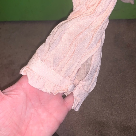 Modcloth ruffle button down business casual 100% rayon lightweight office blouse - Picture 2 of 5